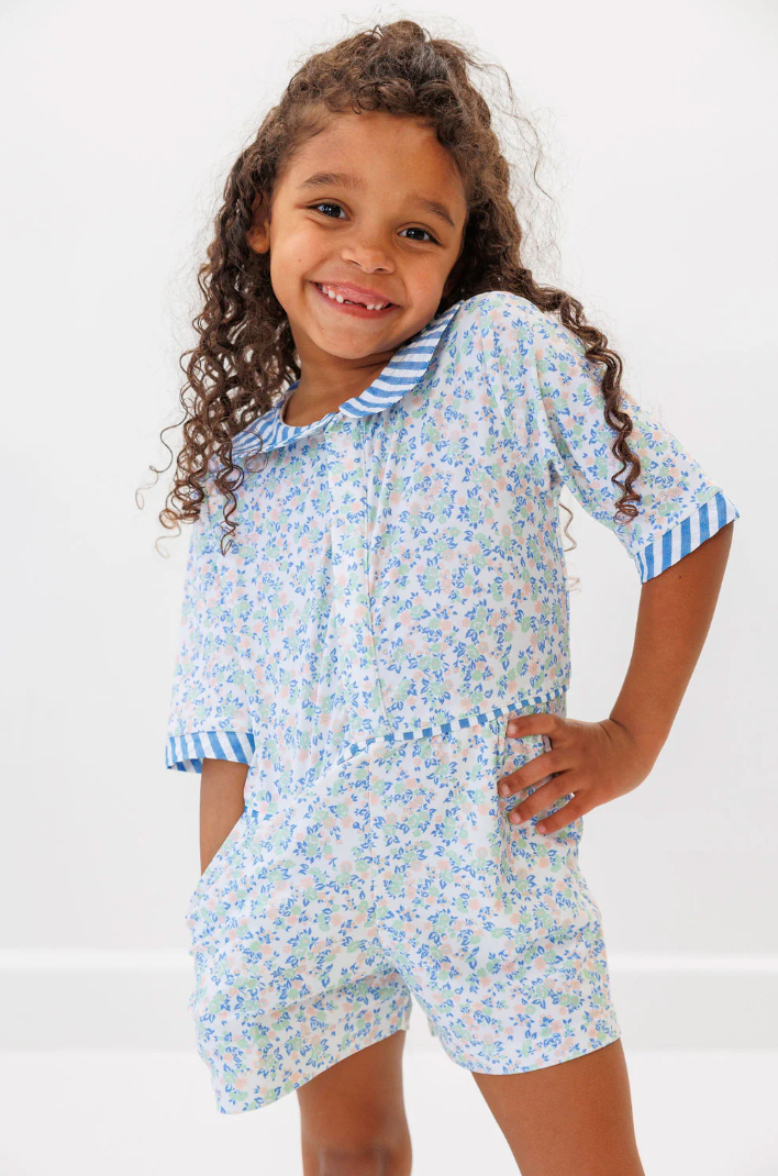 Girls Floral Seersucker Romper from Anderson Parker