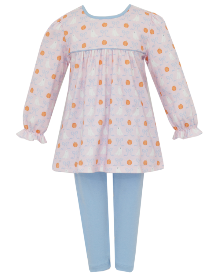 Girls Ghost Knit Print - Pink Tunic Set from Anderson Parker