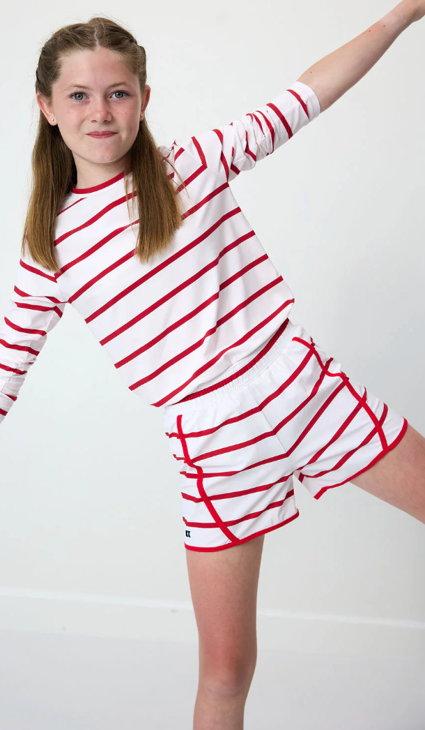 Girls Red and White Stripe Super Short from Anderson Parker