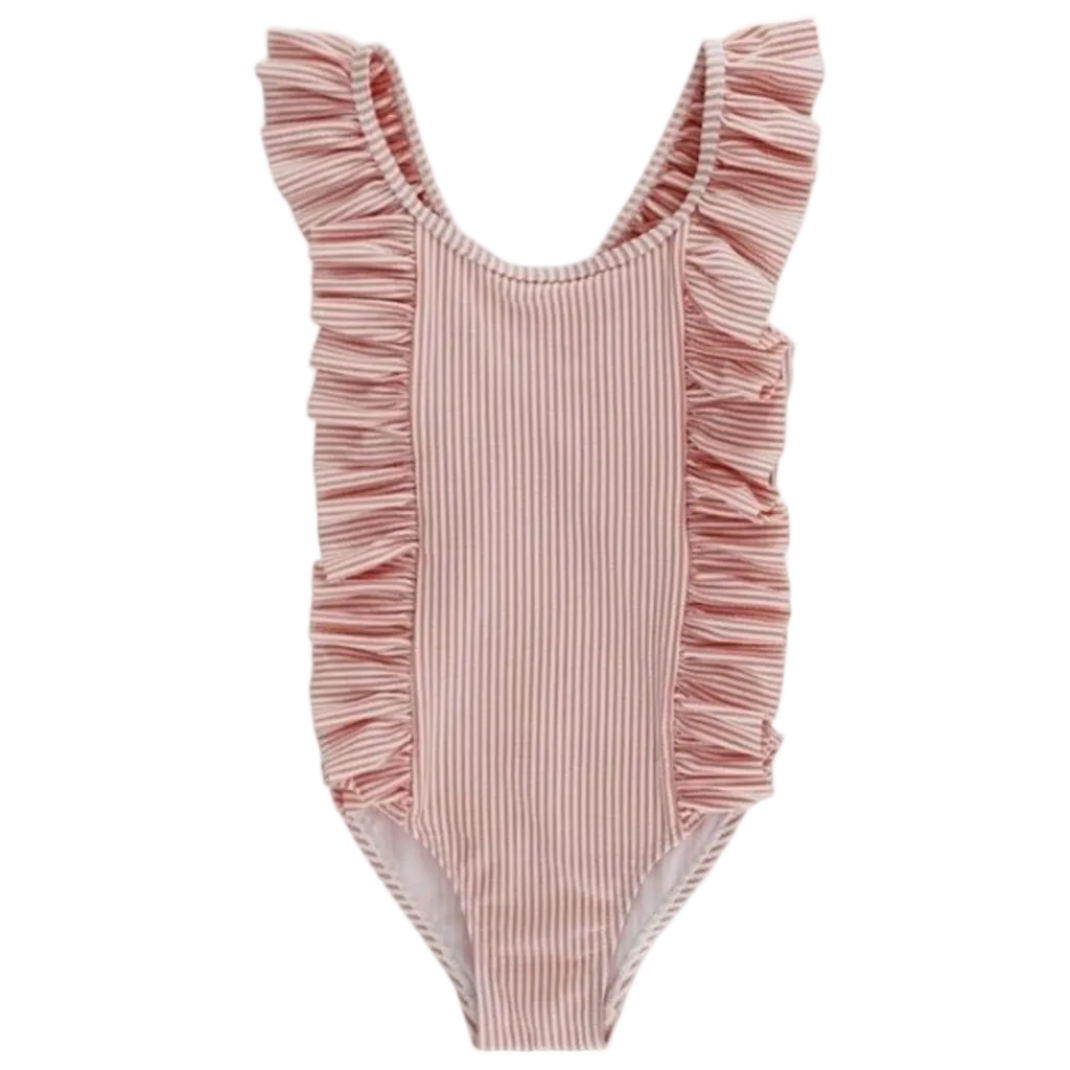 Girls Spandex Swim - Coral Seersucker from Anderson Parker