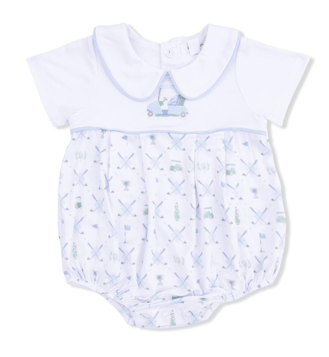 Golf Trellis Blue - Classic Box Pleat Bubble from Anderson Parker
