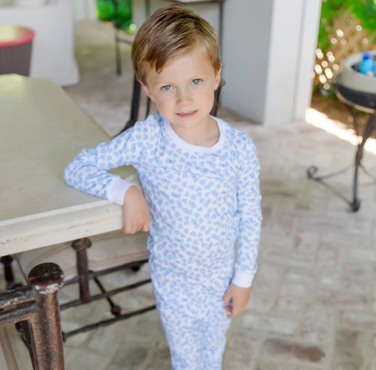 Grayson Pajama Pant Set - Confetti Hearts Blue from Anderson Parker