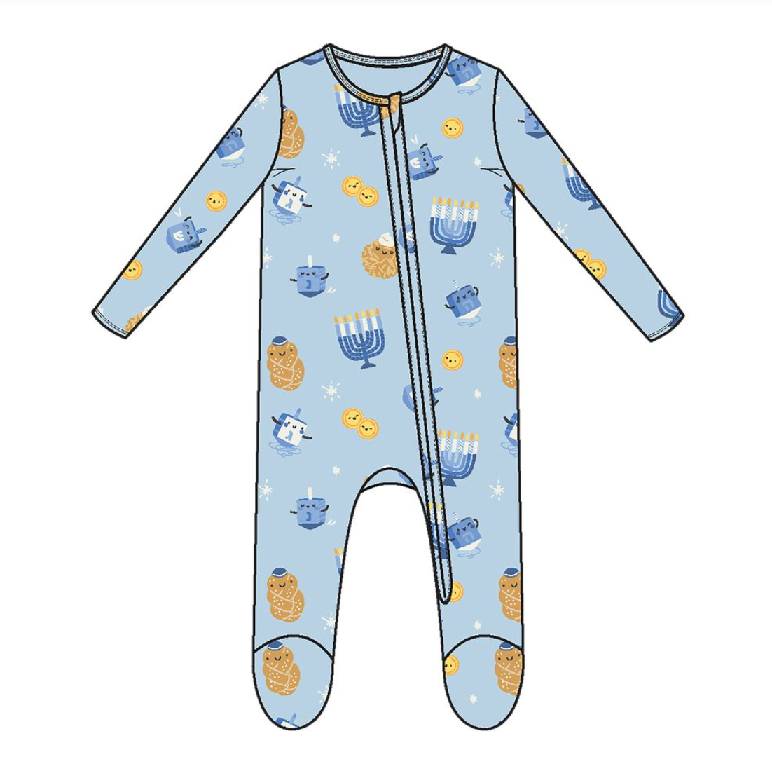 Hanukkah - Blue - 2 Way Zipper Footie from Anderson Parker