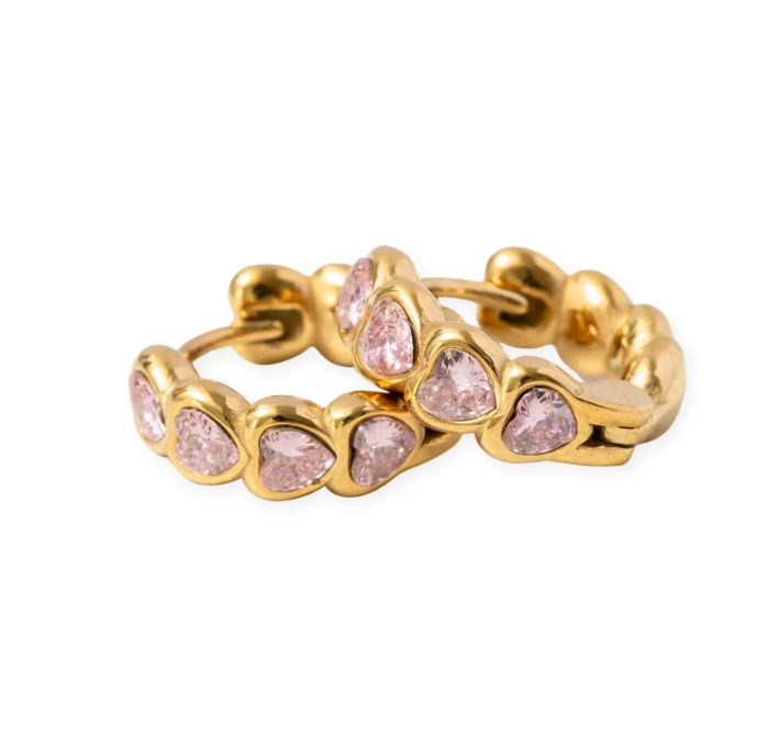 Heart Gem Hoops - Pink from Anderson Parker