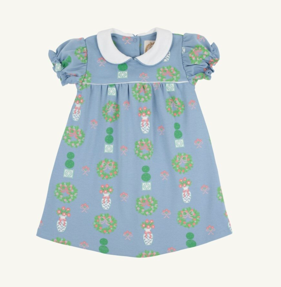 Holly Day Dress - Topiaries and Tangerines (Barrington Blue)/Worth Ave White/Barrington Blue from Anderson Parker