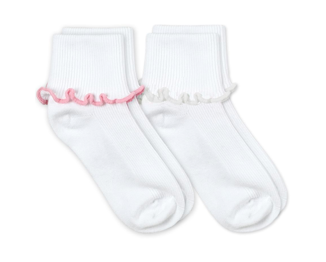 Jefferies Socks Ripple Edge Smooth Toe Turn Cuff Socks 2 Pair Pack (Pink/White) from Anderson Parker