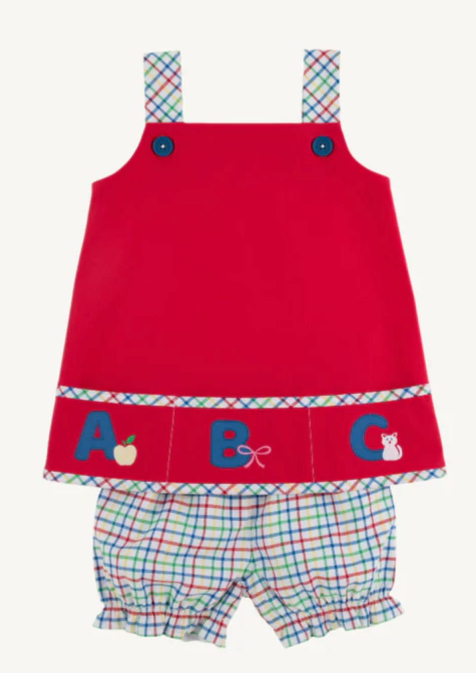 Jillian Jumper Set - Richmond Red with Kindness Wins Windowpane & ABC Applique from Anderson Parker