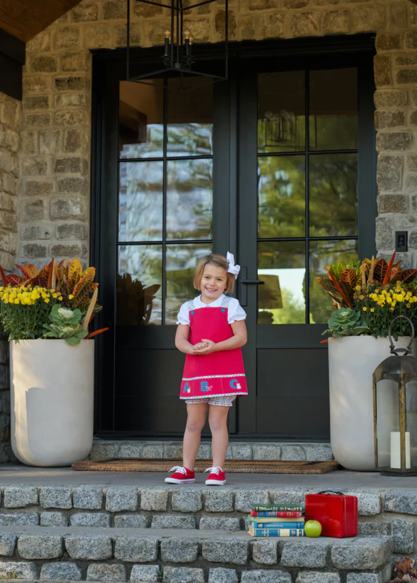 Jillian Jumper Set - Richmond Red with Kindness Wins Windowpane & ABC Applique from Anderson Parker