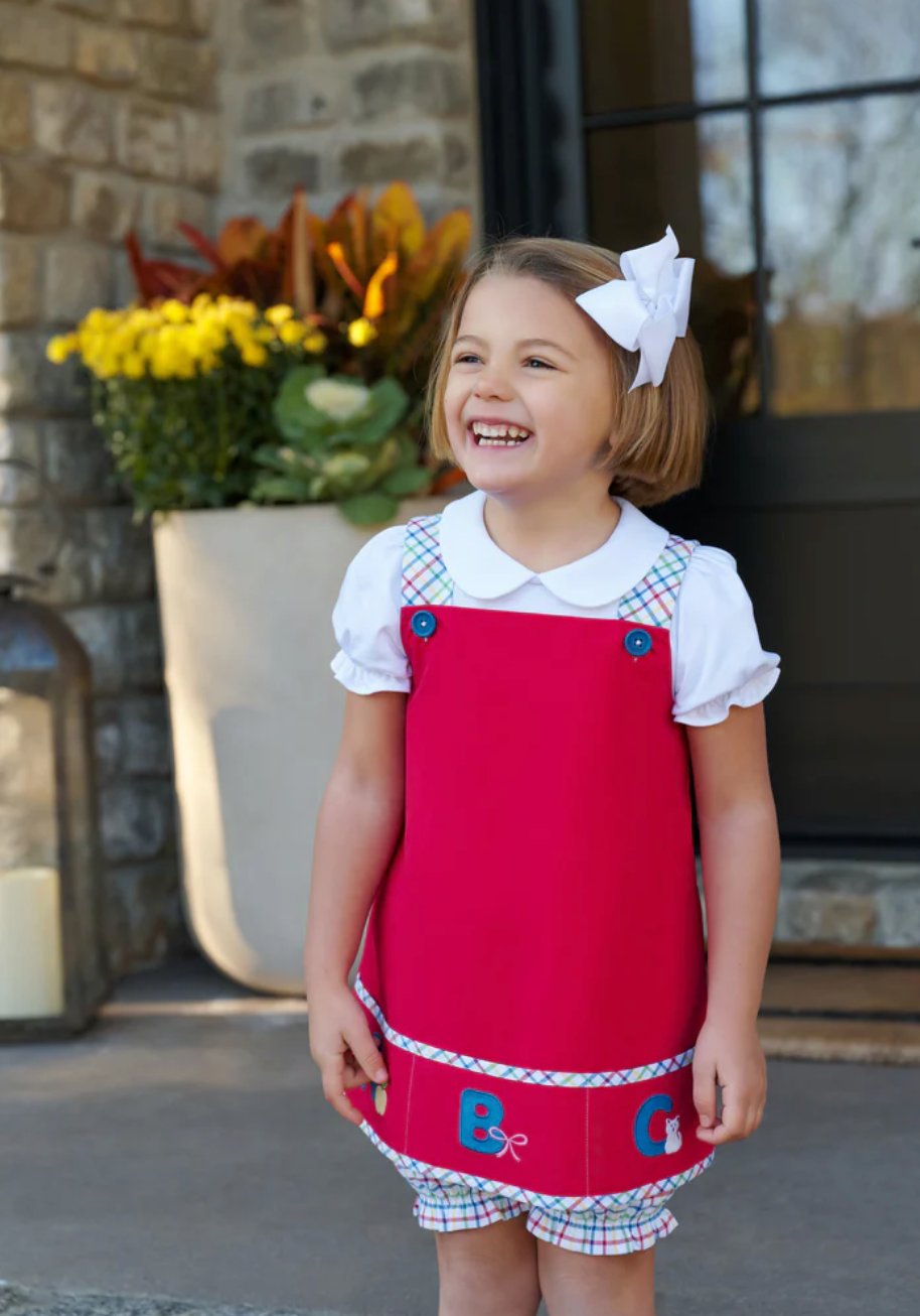 Jillian Jumper Set - Richmond Red with Kindness Wins Windowpane & ABC Applique from Anderson Parker