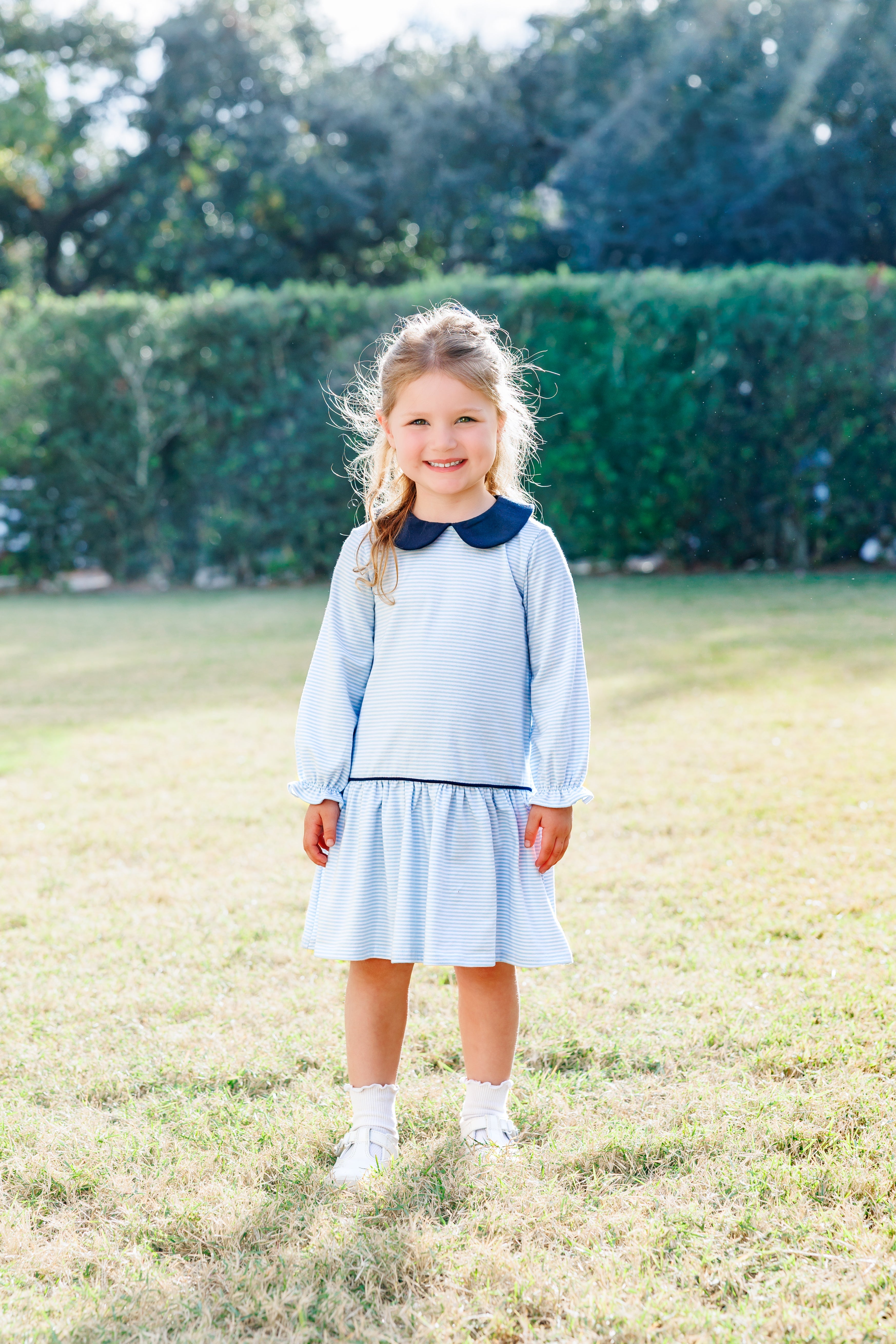 Katherine Dress - Light Blue Stripe/Navy from Anderson Parker