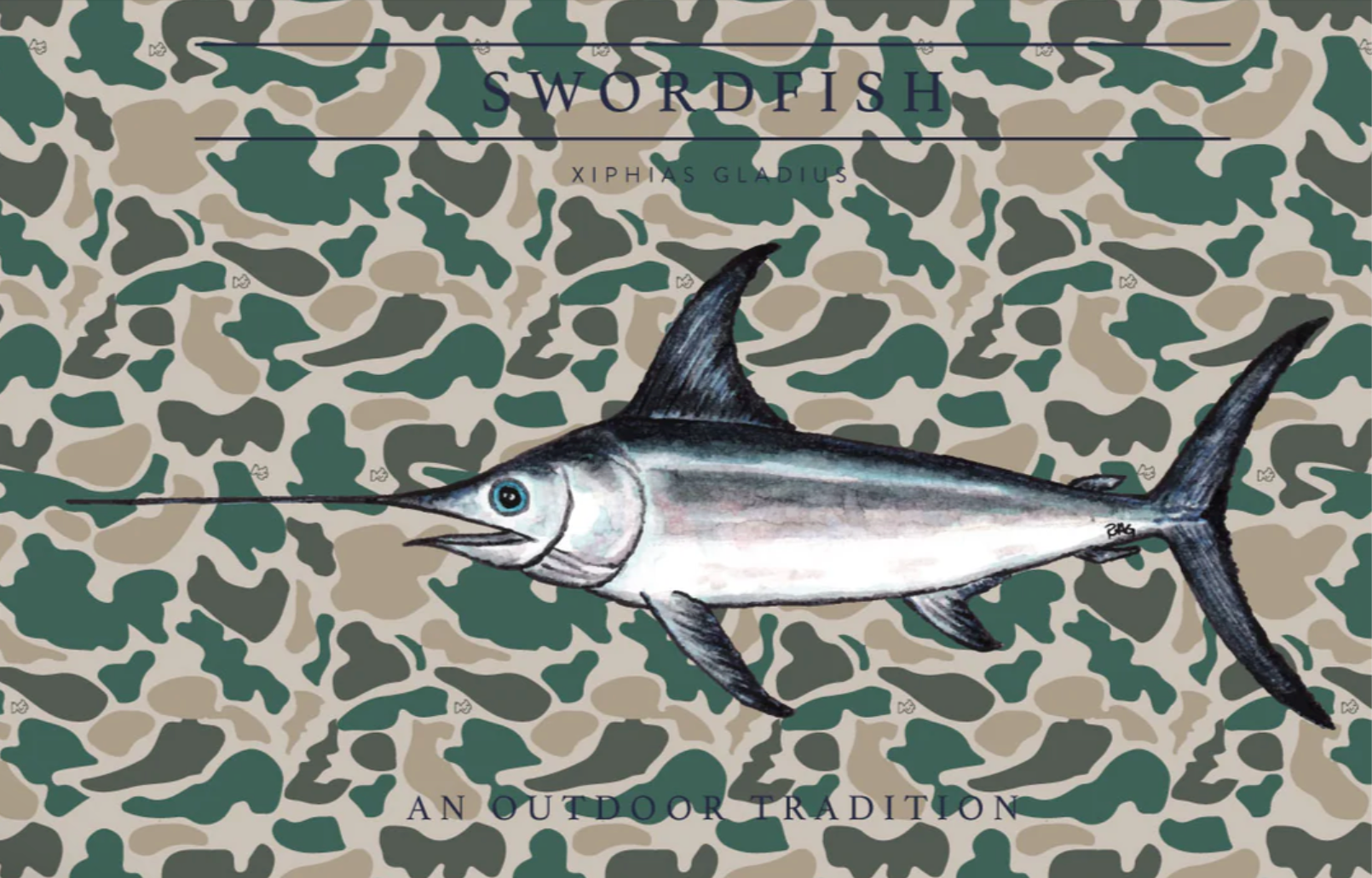 Kid's Pro Performance Hoodie T-shirt in Break Point Camo with Swordfish from Anderson Parker