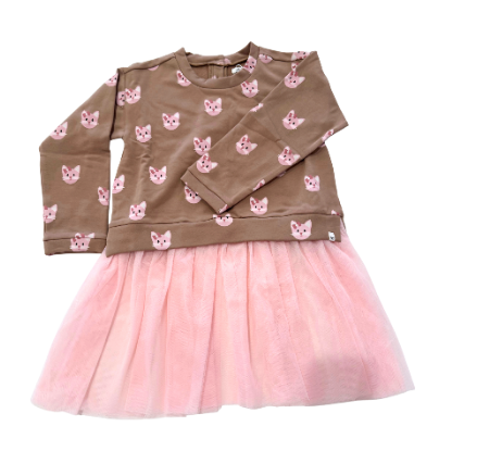 Kitty Faces Miley Tutu Dress - Milk from Anderson Parker