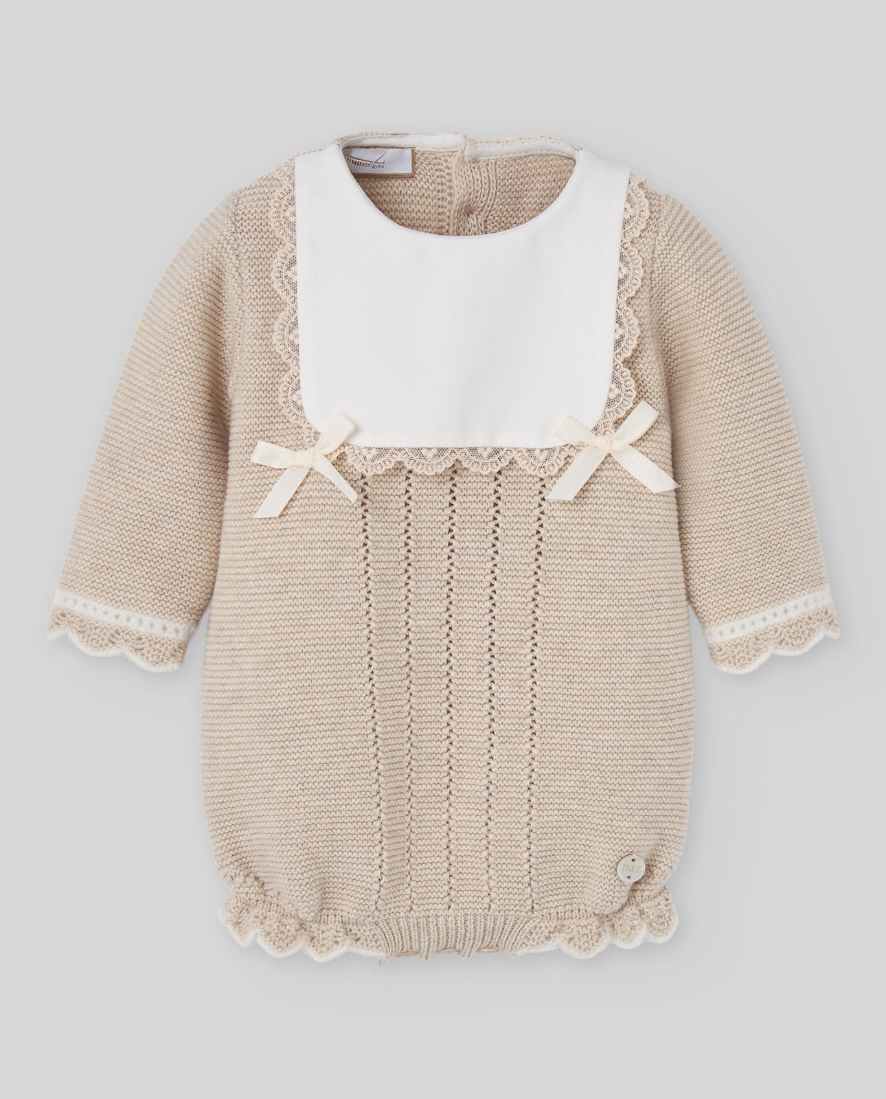 Knit Newborn Romper - Light Brown/Cream from Anderson Parker