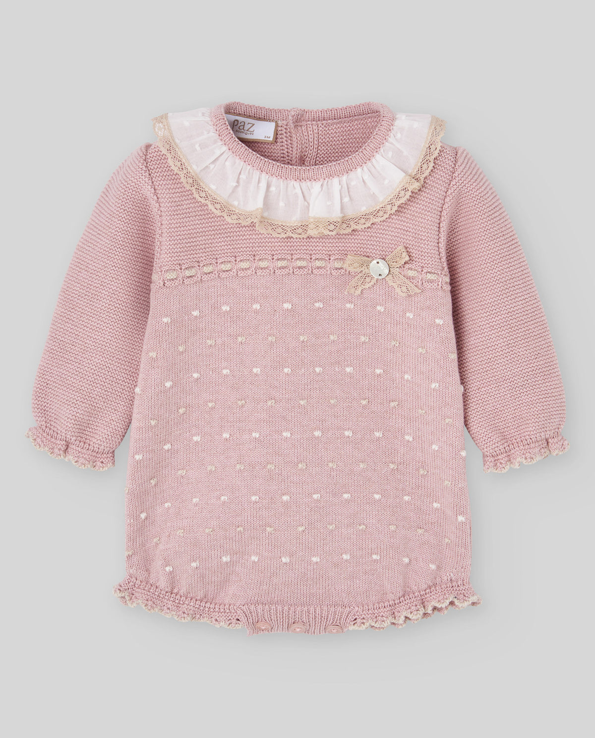 Knit Romper - Powder Pink/Light Brown from Anderson Parker