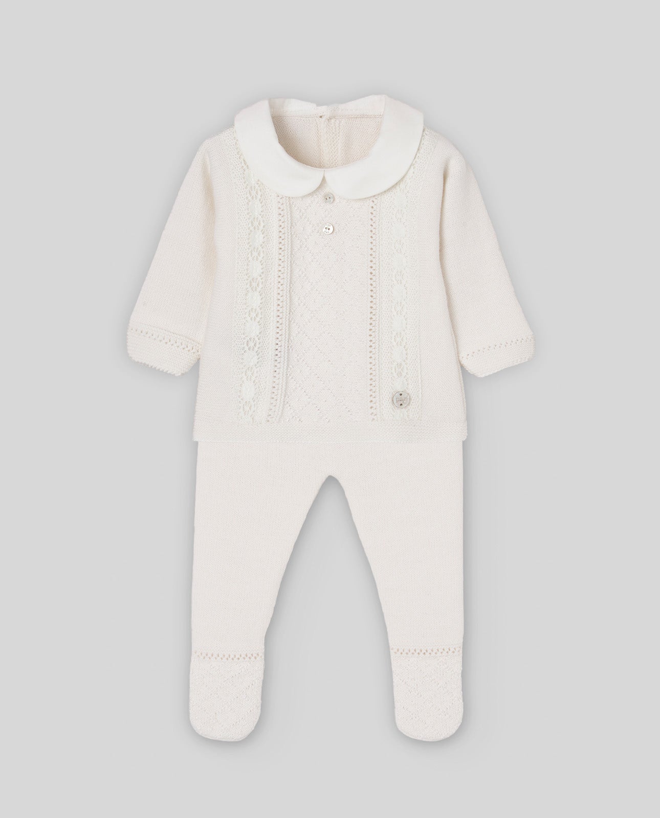 Knit Sweater + Legging Set w/ Collar - Cream/Cream from Anderson Parker