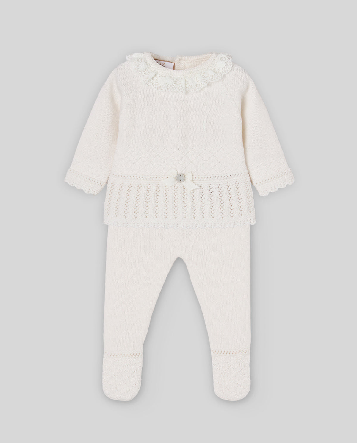 Knit Sweater + Legging Set w/ Lace - Cream/Cream from Anderson Parker