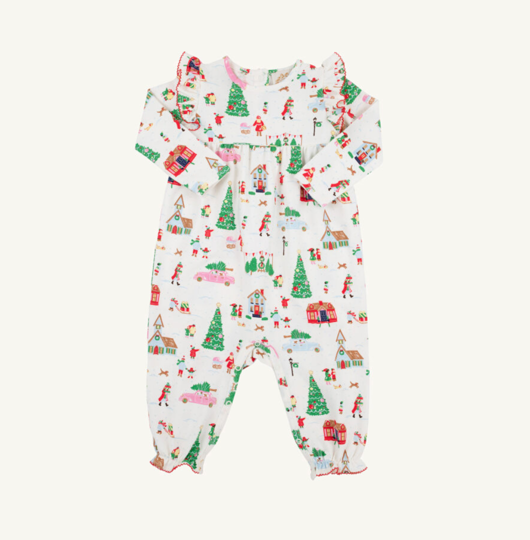 Leigh Ann Angel Sleeve Romper - Make the Season Bright/Richmond Red from Anderson Parker