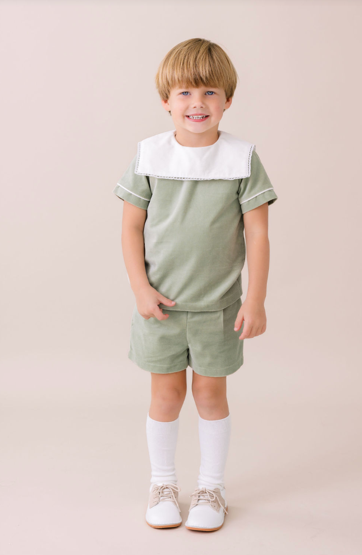 Leyland Green Velvet Short Set from Anderson Parker