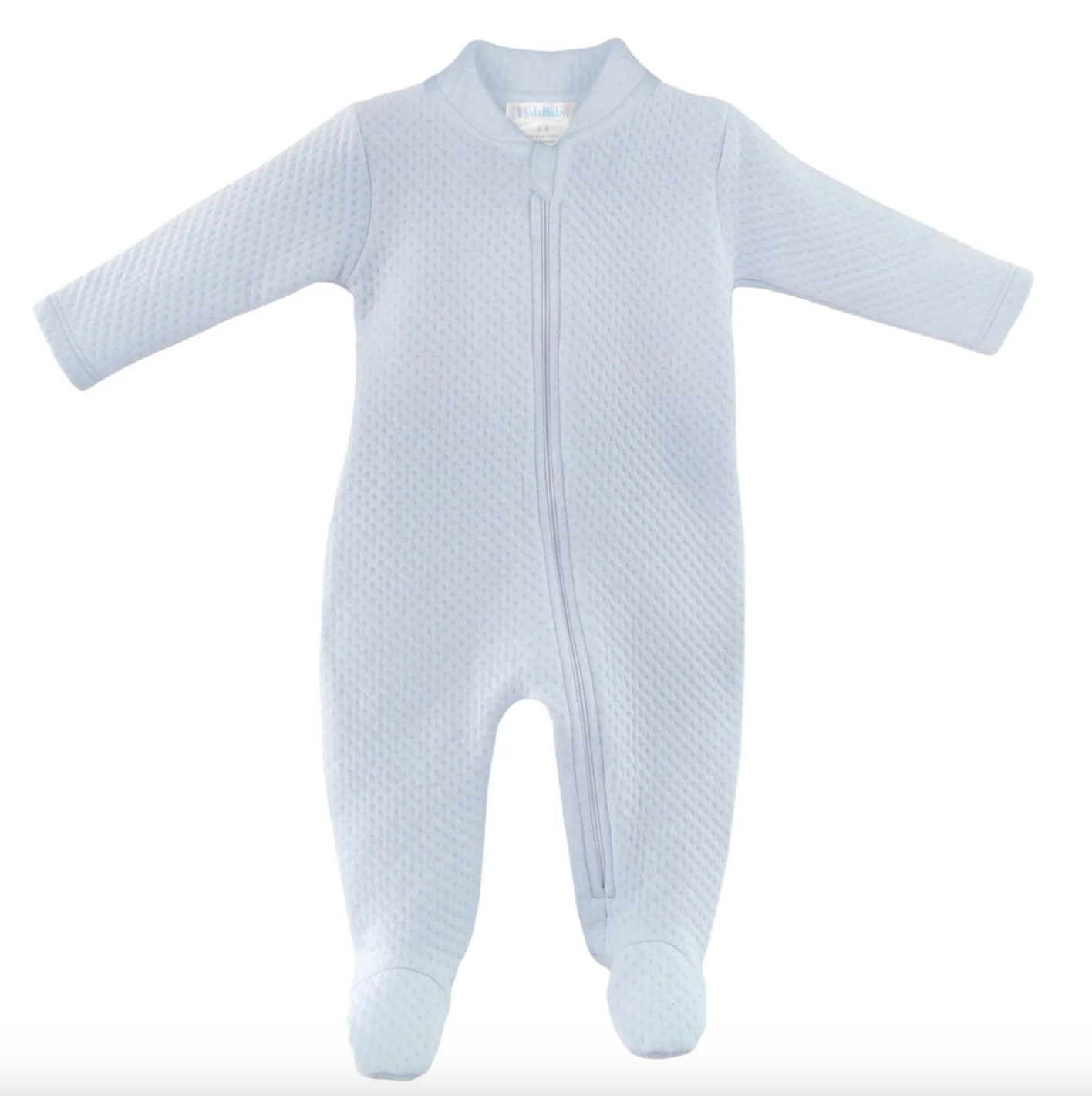 Light Blue Quilted Zipper Footie from Anderson Parker