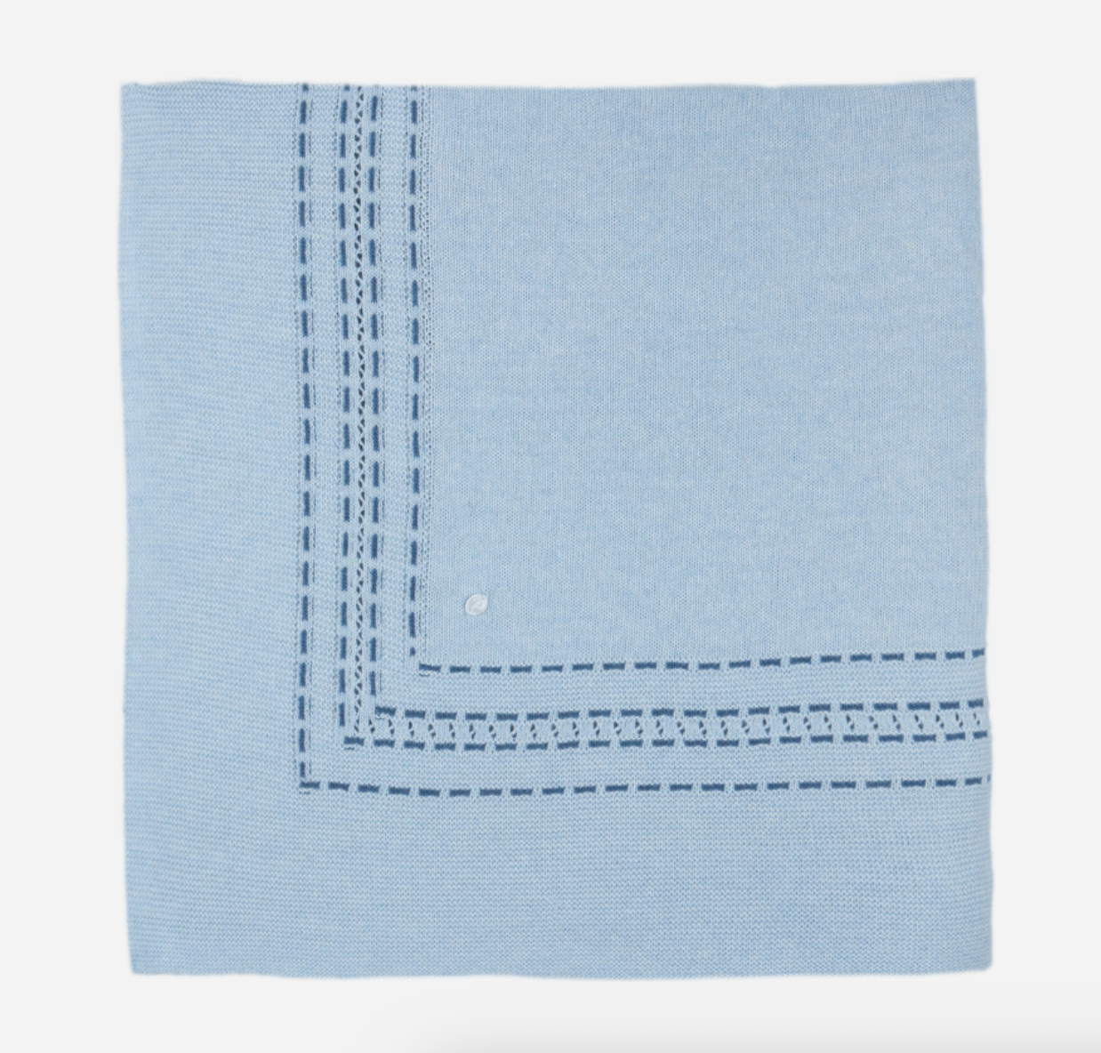 Light Blue knit blanket with topstitching from Anderson Parker