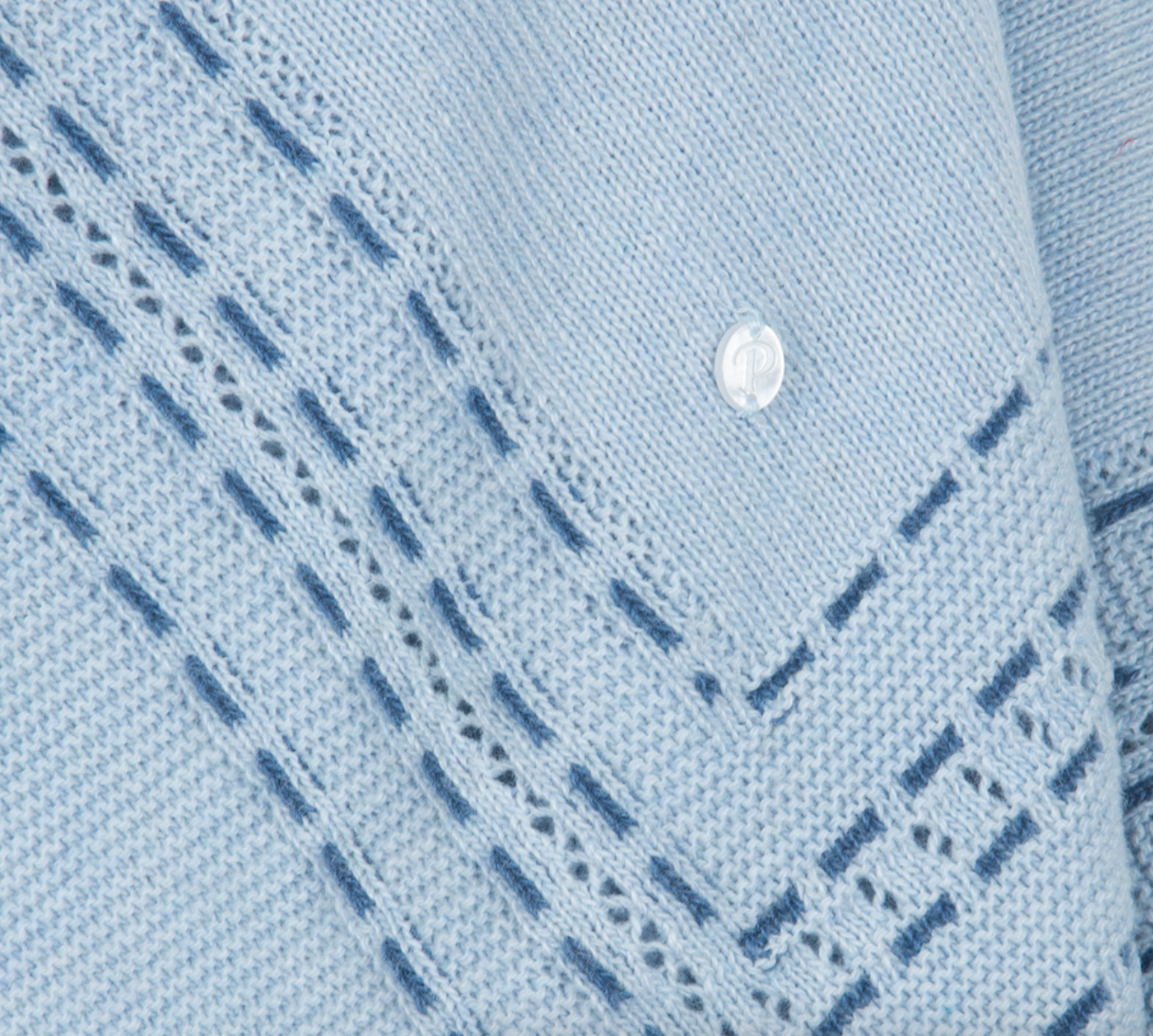 Light Blue knit blanket with topstitching from Anderson Parker