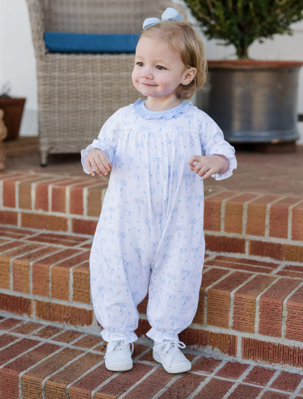 Lila Long Bubble - Blue Bows Knit from Anderson Parker