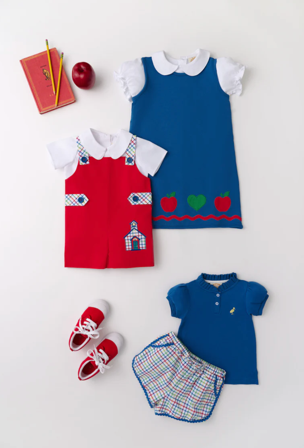 Little Miss Prim & Proper Polo - Wood Boat Blue with Worth Avenue White & Seaside Sunny Yellow Stork from Anderson Parker