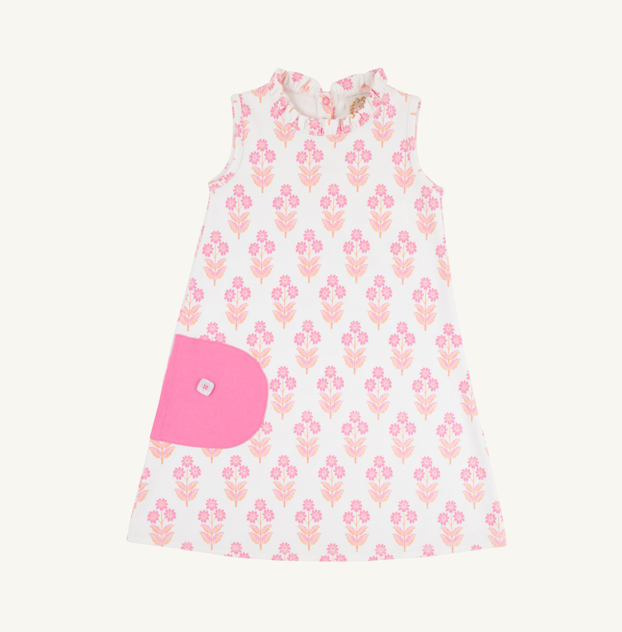 Lizzie's Luxe Leisure Dress - Ruffle - Bridgetown Harbour Hand Block/Winter Park Pink from Anderson Parker