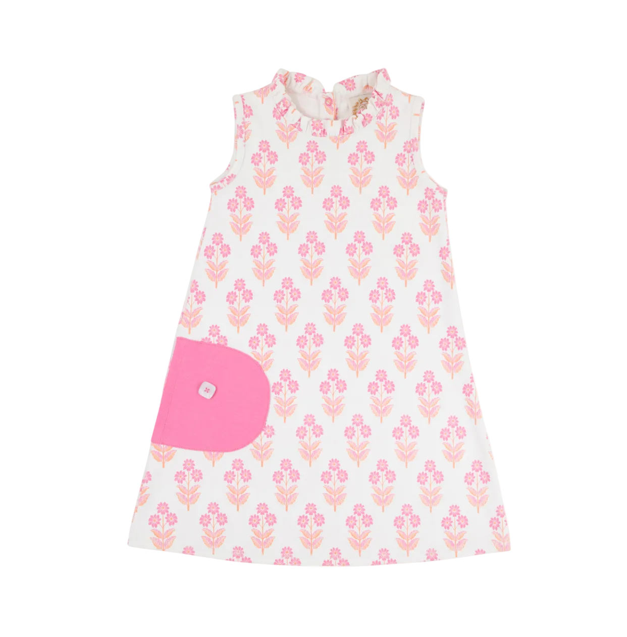 Lizzie's Luxe Leisure Dress - Ruffle - Bridgetown Harbour Hand Block/Winter Park Pink from Anderson Parker