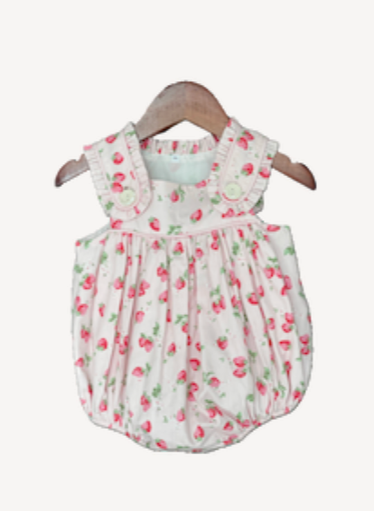 Lola Strawberry Sleeveless Ruffle Bubble from Anderson Parker