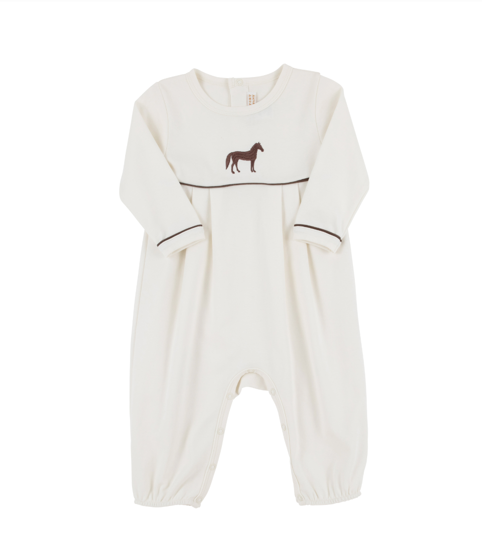Long Sleeve Bradford Romper - Palmetto Pearl/Gray Bay Brown/Horse from Anderson Parker