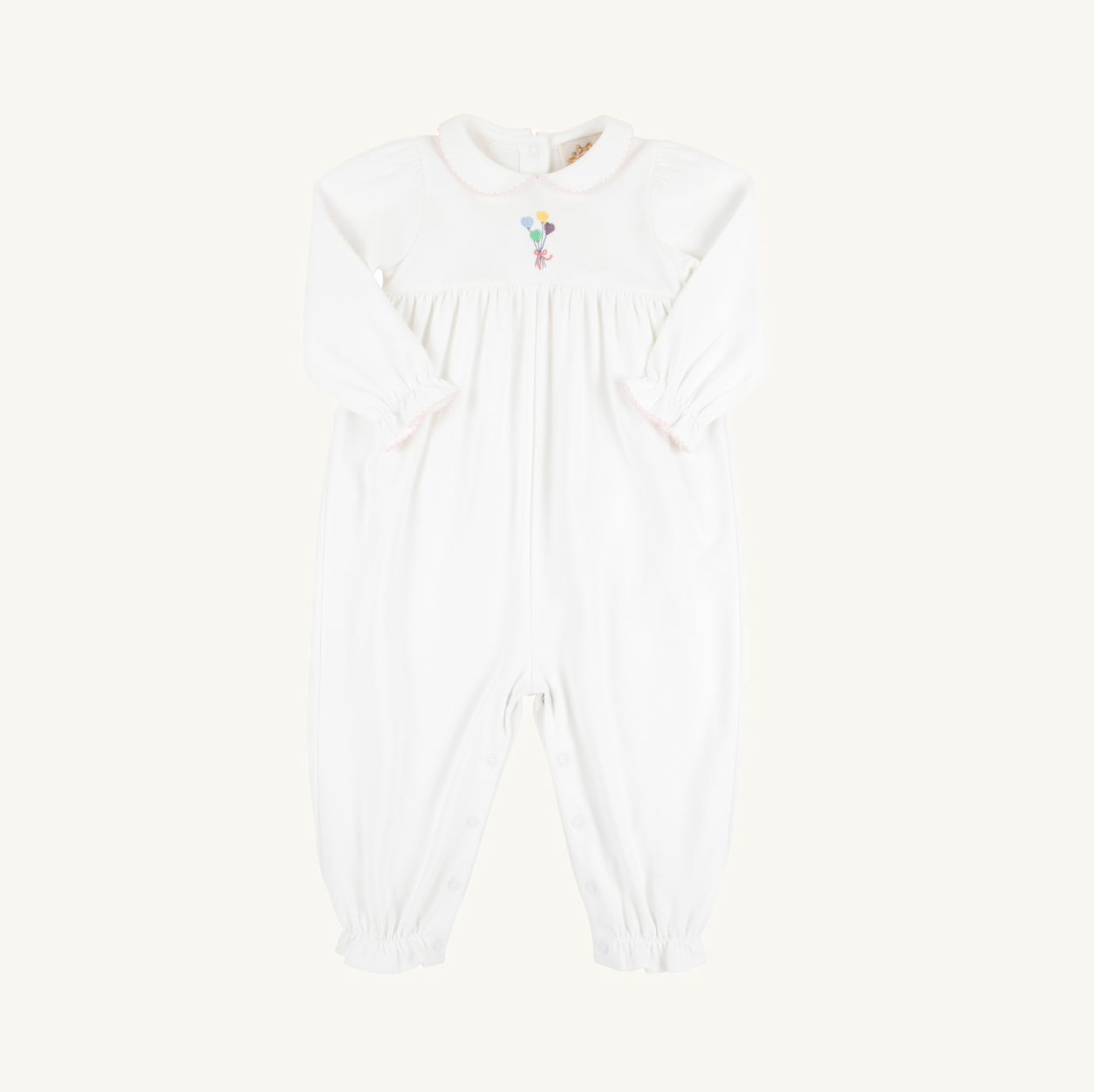 Long Sleeve Britt Romper - Worth Ave White/Palm Beach Pink from Anderson Parker