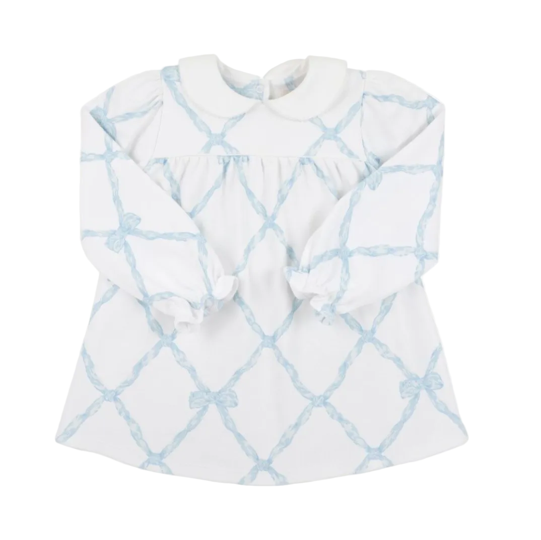 Long Sleeve Holly Day Dress - Belle Meade Bow (Buckhead Blue)/Worth Ave White from Anderson Parker