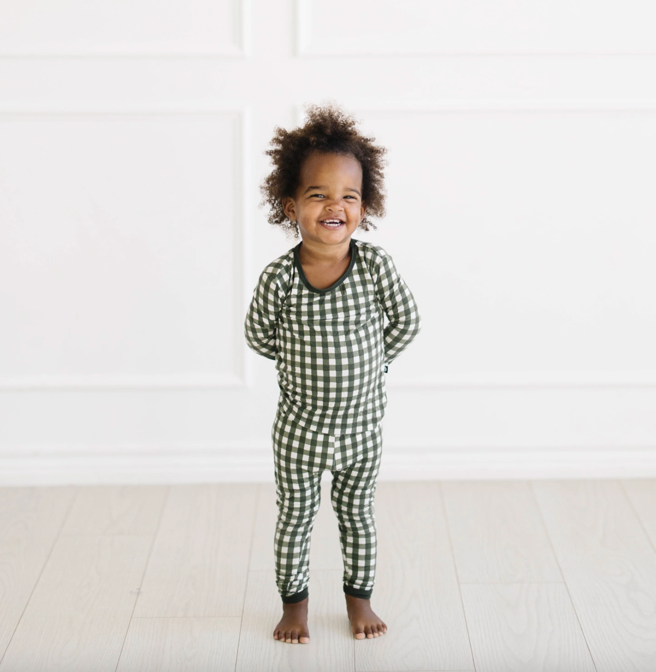 Long Sleeve Pajamas in Gingham Fir from Anderson Parker