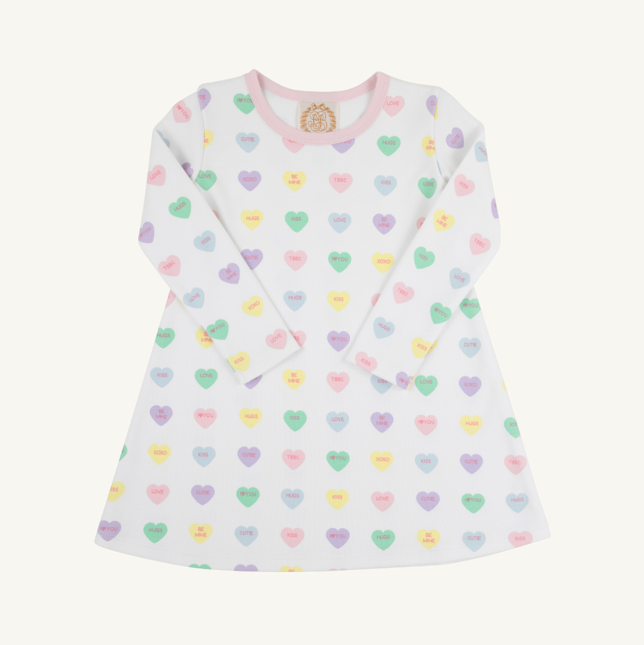 Long Sleeve Polly Play Dress - We Heart You/Palm Beach Pink from Anderson Parker