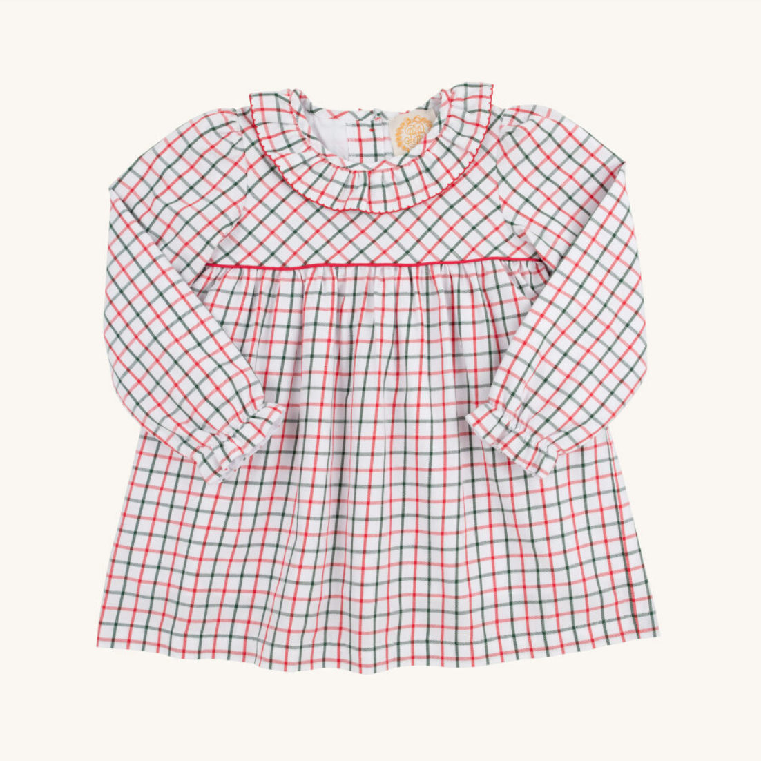 Long Sleeve Ramona Ruffle Dress - Old Town Tattersall/Richmond Red from Anderson Parker