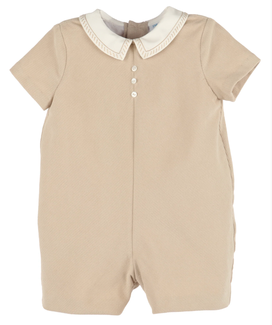 Luli & Me Baby Boys Cozy Cord Romper - Tan Beige from Anderson Parker