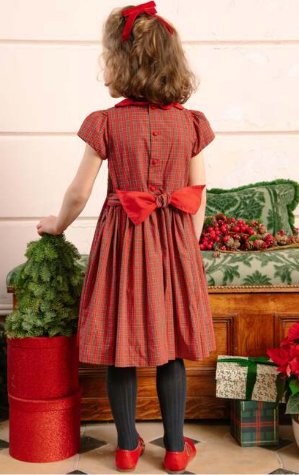 Marguerite Red Tartan Smocked Dress from Anderson Parker