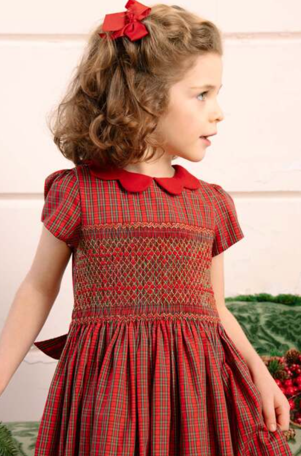 Marguerite Red Tartan Smocked Dress from Anderson Parker