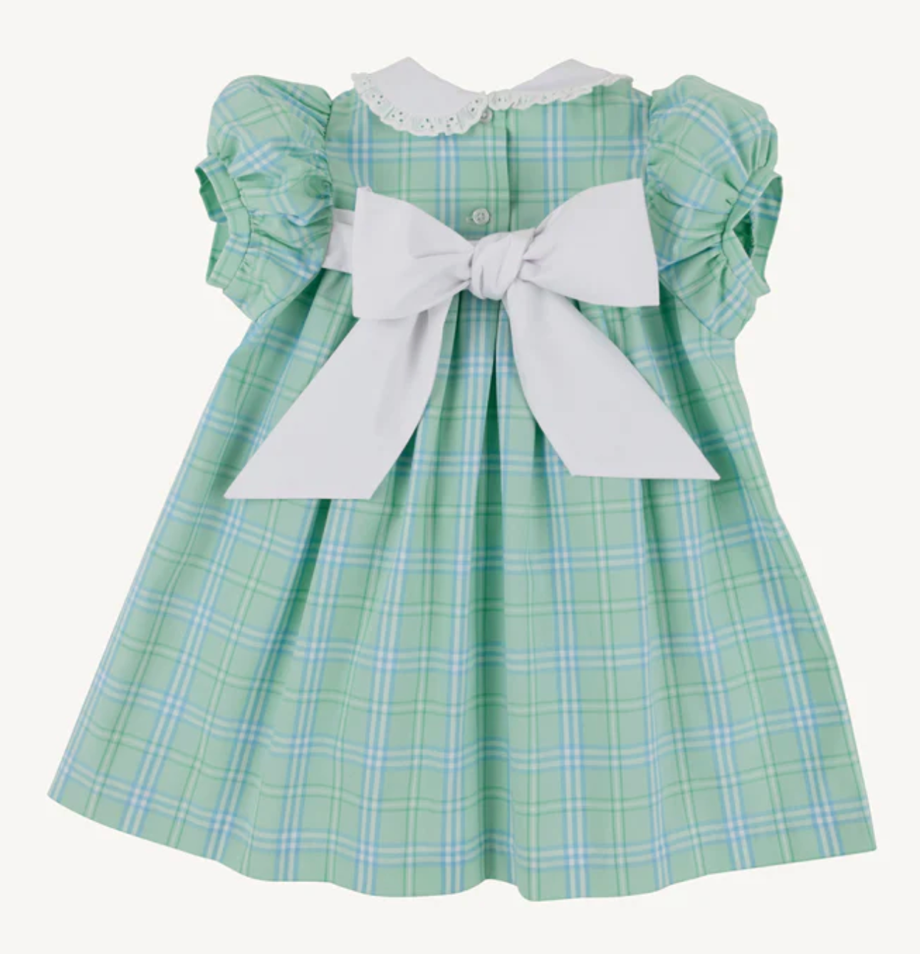 Mary Dal Dress - Pelham Bay Plaid (Green) with Worth Avenue White from Anderson Parker