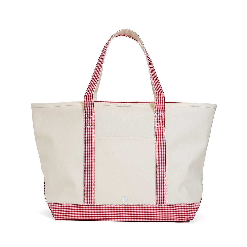 Maxi Tote - Coated Canvas Natural w/ Red Gingham from Anderson Parker