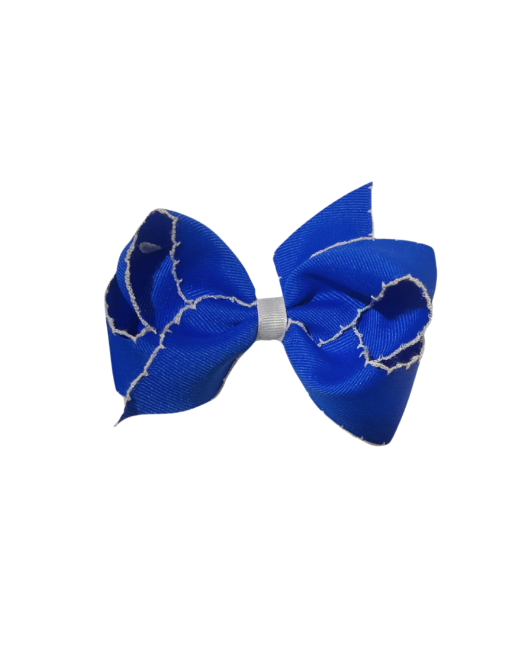 Medium Grosgrain Hair Bow with Moonstitch - Cobalt Blue/White from Anderson Parker