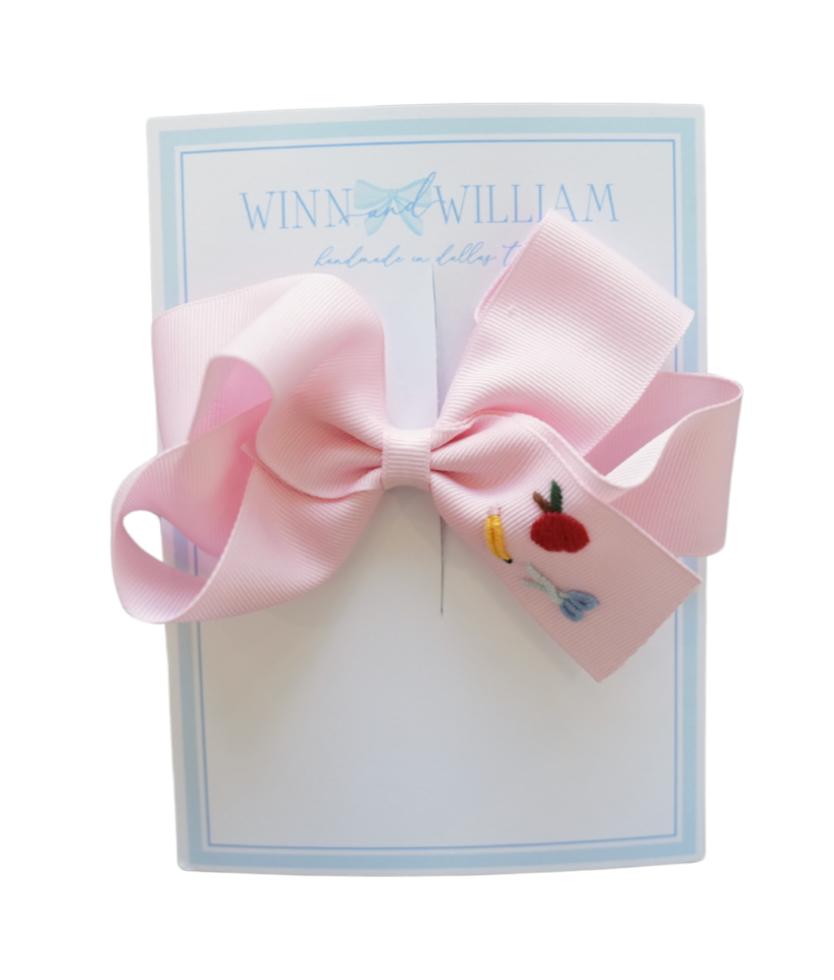 Medium Pink Bow with School Supplies from Anderson Parker