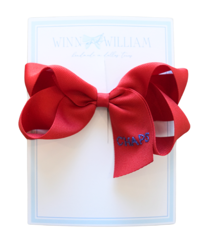 Medium Red Bow with Handstitched Royal CHAPS from Anderson Parker