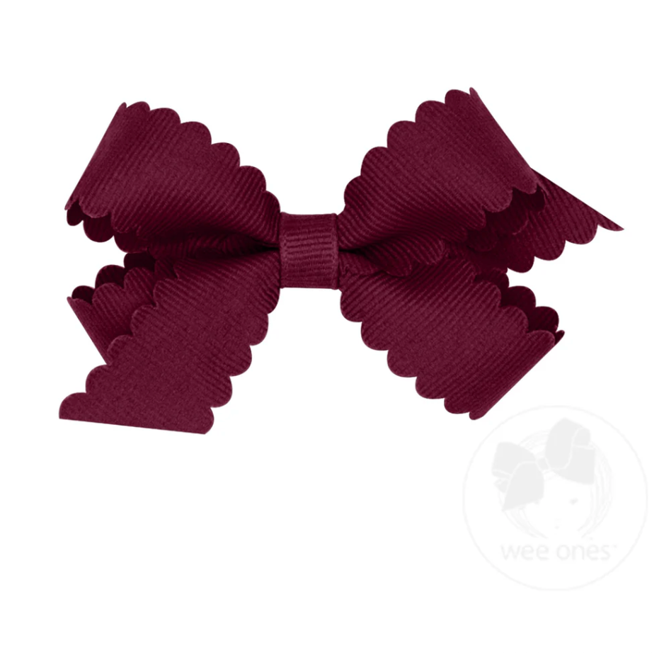 Mini Scallop Edge Bow - Burgundy from Anderson Parker