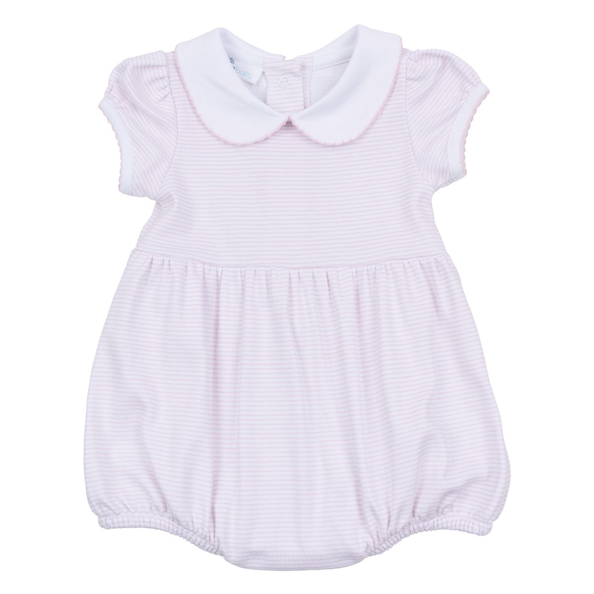 Mini Stripes Pink Collared S/S Girl Bubble from Anderson Parker