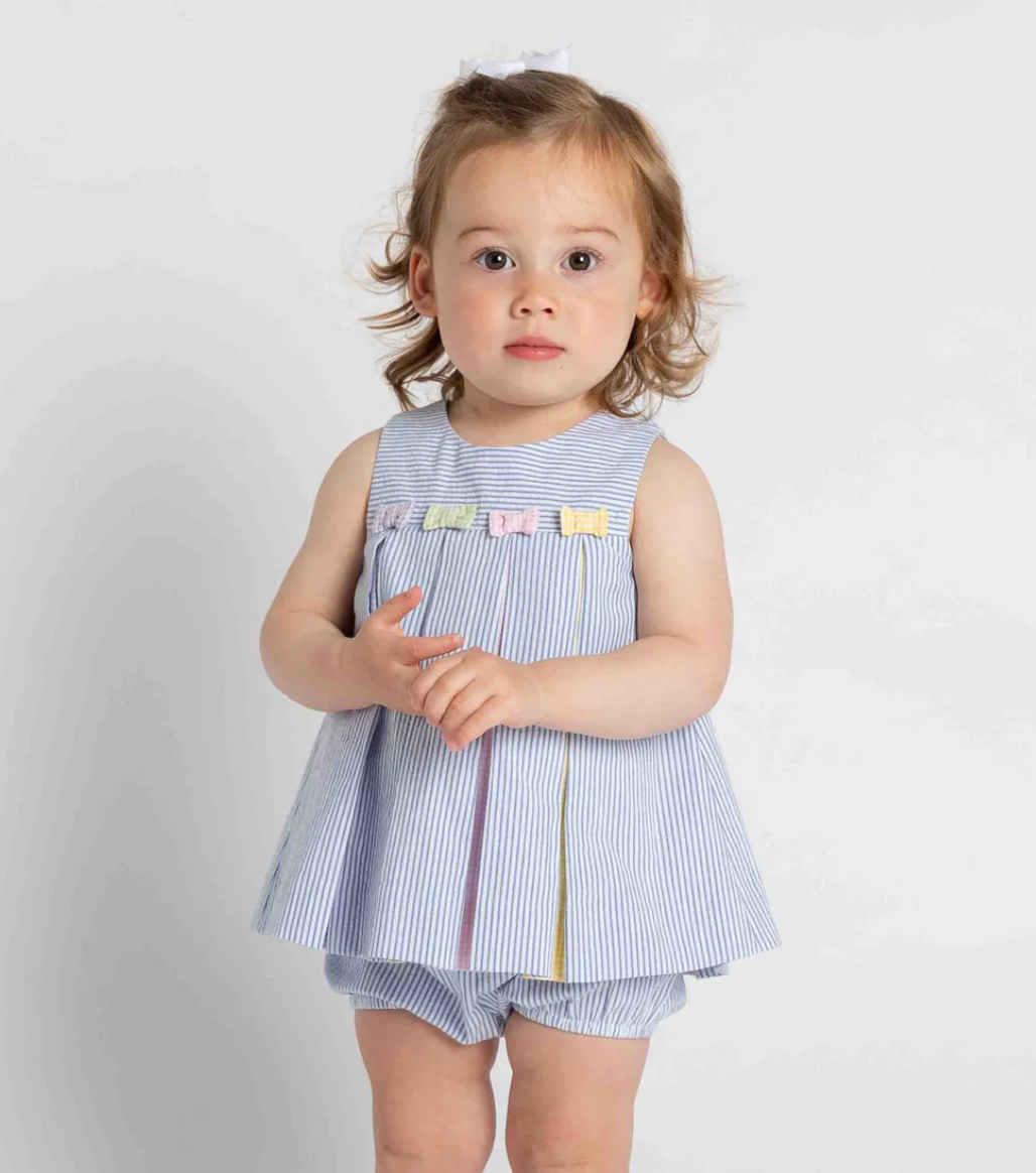 Multicolor Seersucker Dress & Bloomer from Anderson Parker