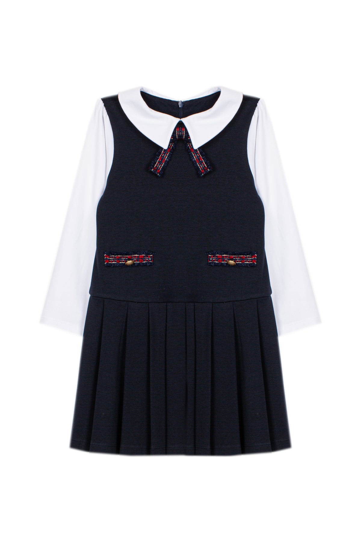 Navy Blue Dress with Tweed Details from Anderson Parker