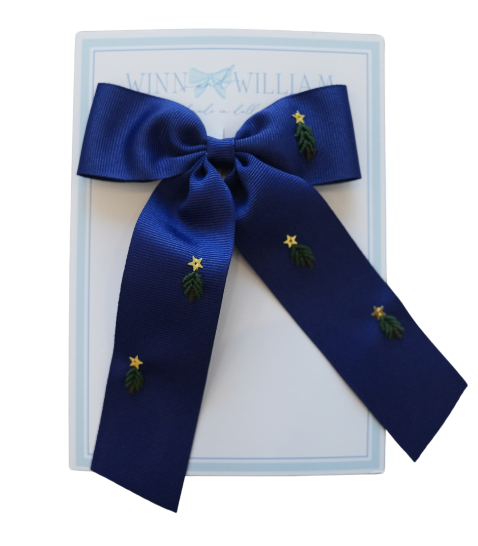 Navy Bullion Tree Fishtail Bow from Anderson Parker
