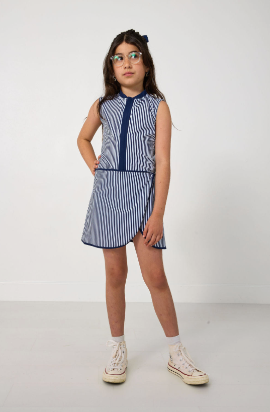 Navy Thin Stripe Court Dress from Anderson Parker